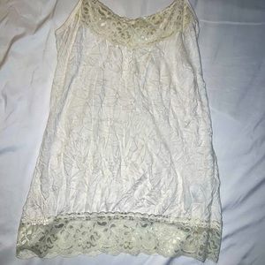 Off white lace crinkled cami with adjustable straps
